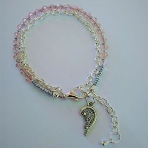 NEW Pink Swarovski Bracelet - Angel Wing Charm